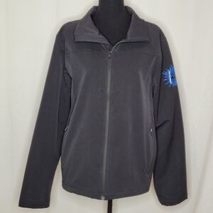 Rudsak Black Full Zip Lightweight Jacket w/ Blue Man Group Sleeve Splat- Size M